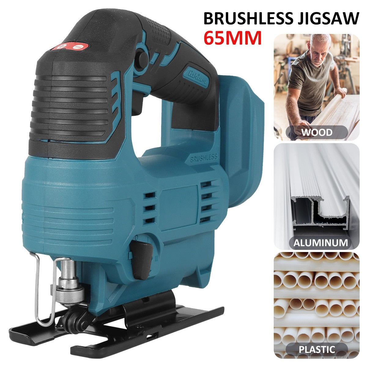 Brushless Electric Jigsaw 900W Cordless, 3 Variable Speed (For Makita 18V Battery)