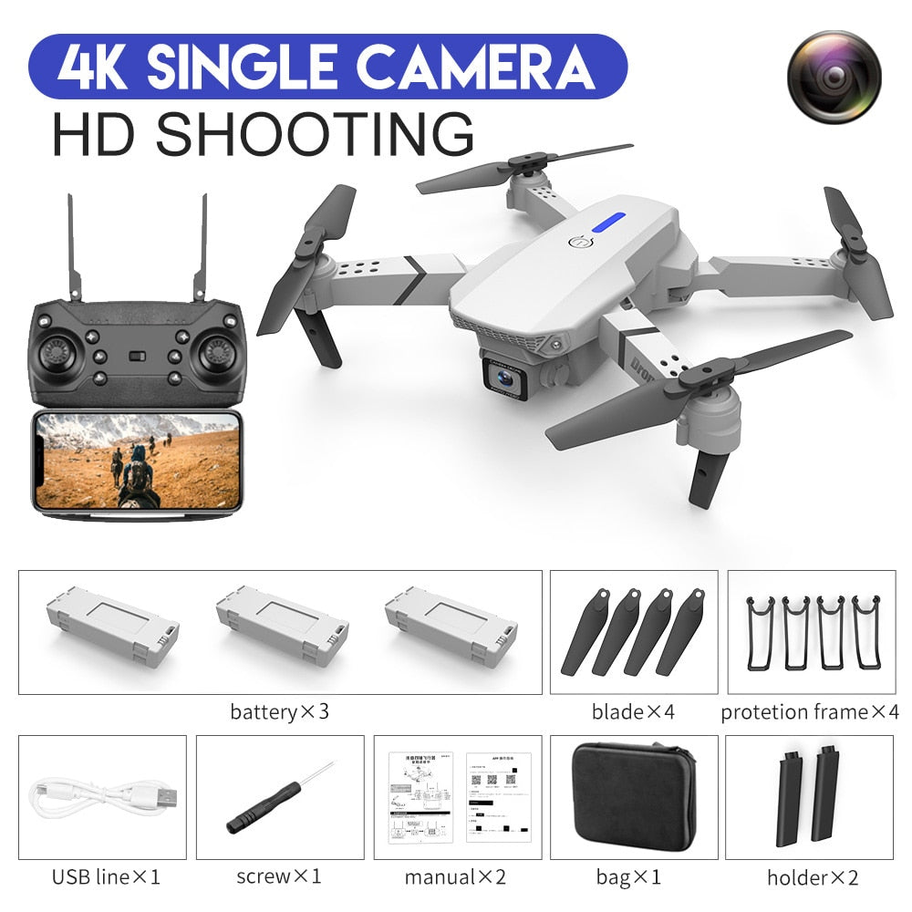 WIFI FPV Drone With Wide Angle HD 4K 1080P Camera Height Hold