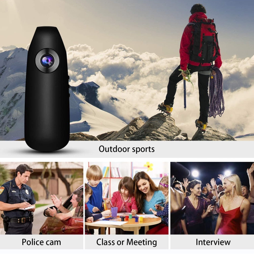 HD Micro Cam Pocket Video Recorder, Motion Detection, for Outdoor Sport Interview Class Meeting 560mAh 16:9