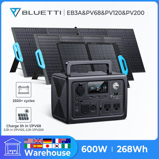 Solar Generator 600W 268Wh Portable Power Station Battery Generator  Power Failure Camping