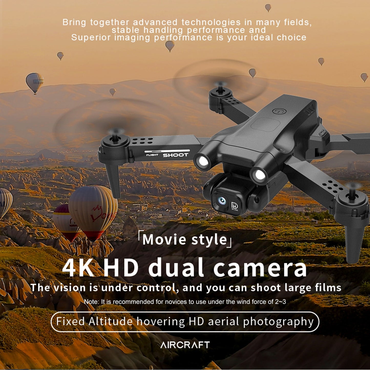 4K FPV Drone 1080P Wide Angle HD Camera Dual Lens 3D Flip 4 Channels