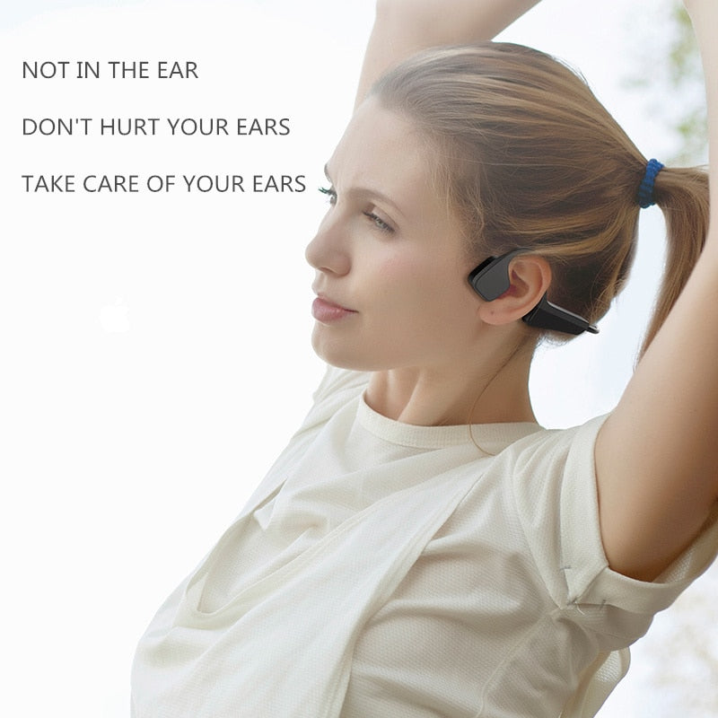Wireless Earphone Bluetooth-Compatible Headset Hands-free With Mic For Running