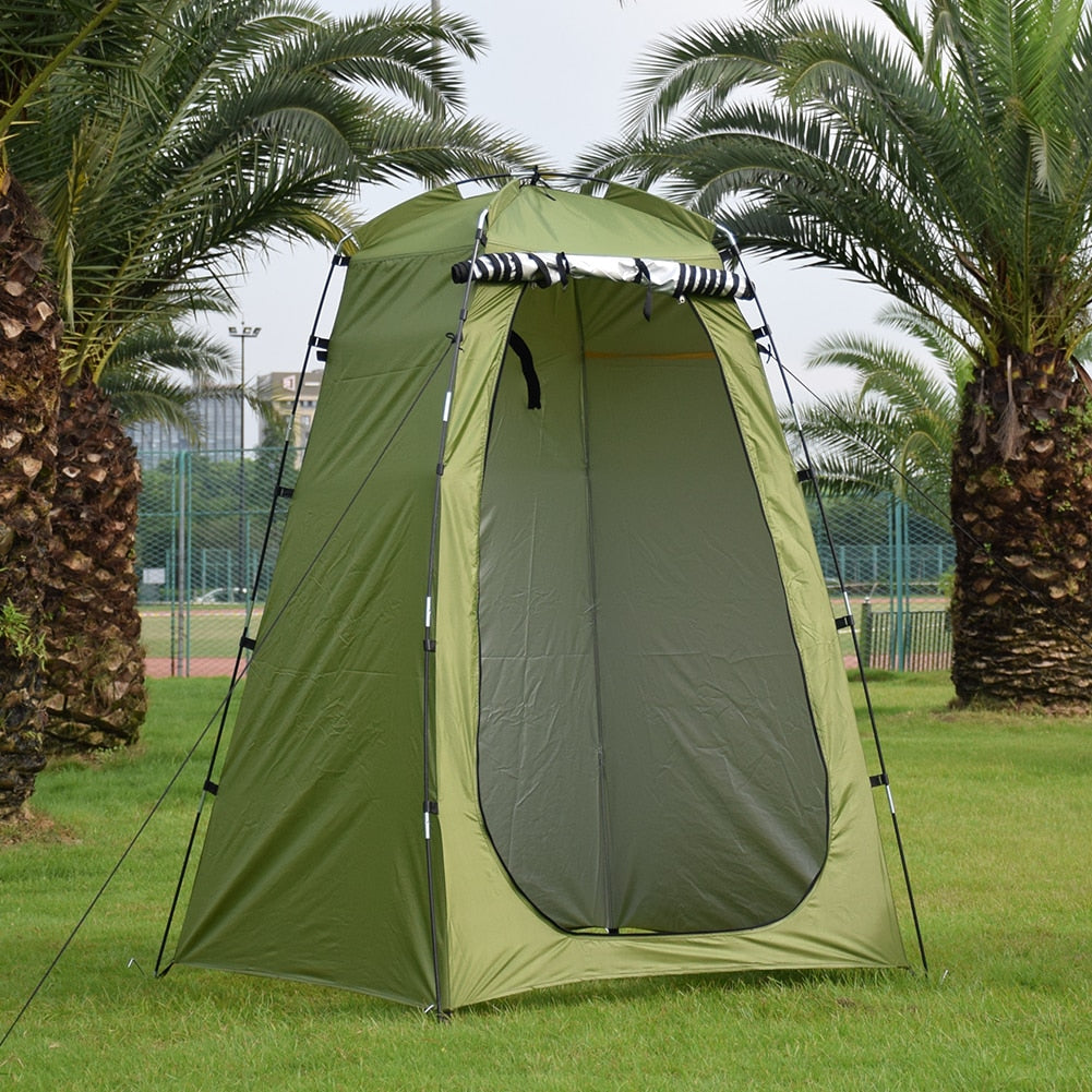 Portable Changing Room, convenient for Hiking, Beach, or Camping.  Waterproof Outdoor Shower Bathing Tent and Folding Toilet.