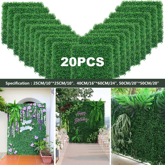 Artificial Plants Grass, Wall Panel, Boxwood Hedge Greenery, Green Décor Privacy Fence, Backyard, Screen for Wedding, Special Events