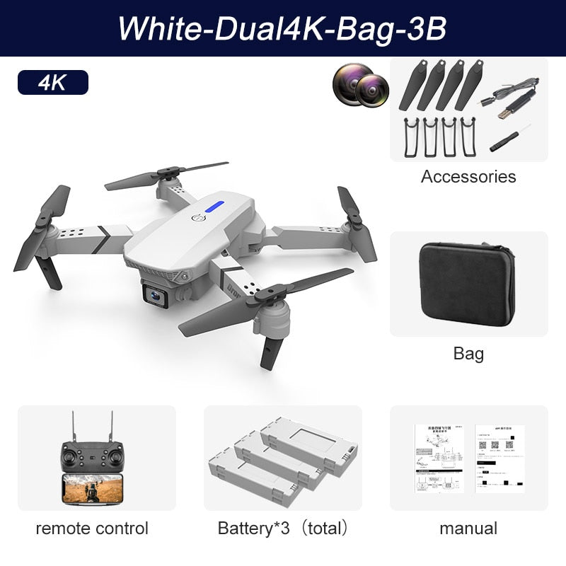 New Drone 4K, 1080P Wide Angle HD Camera WIFI Height Hold