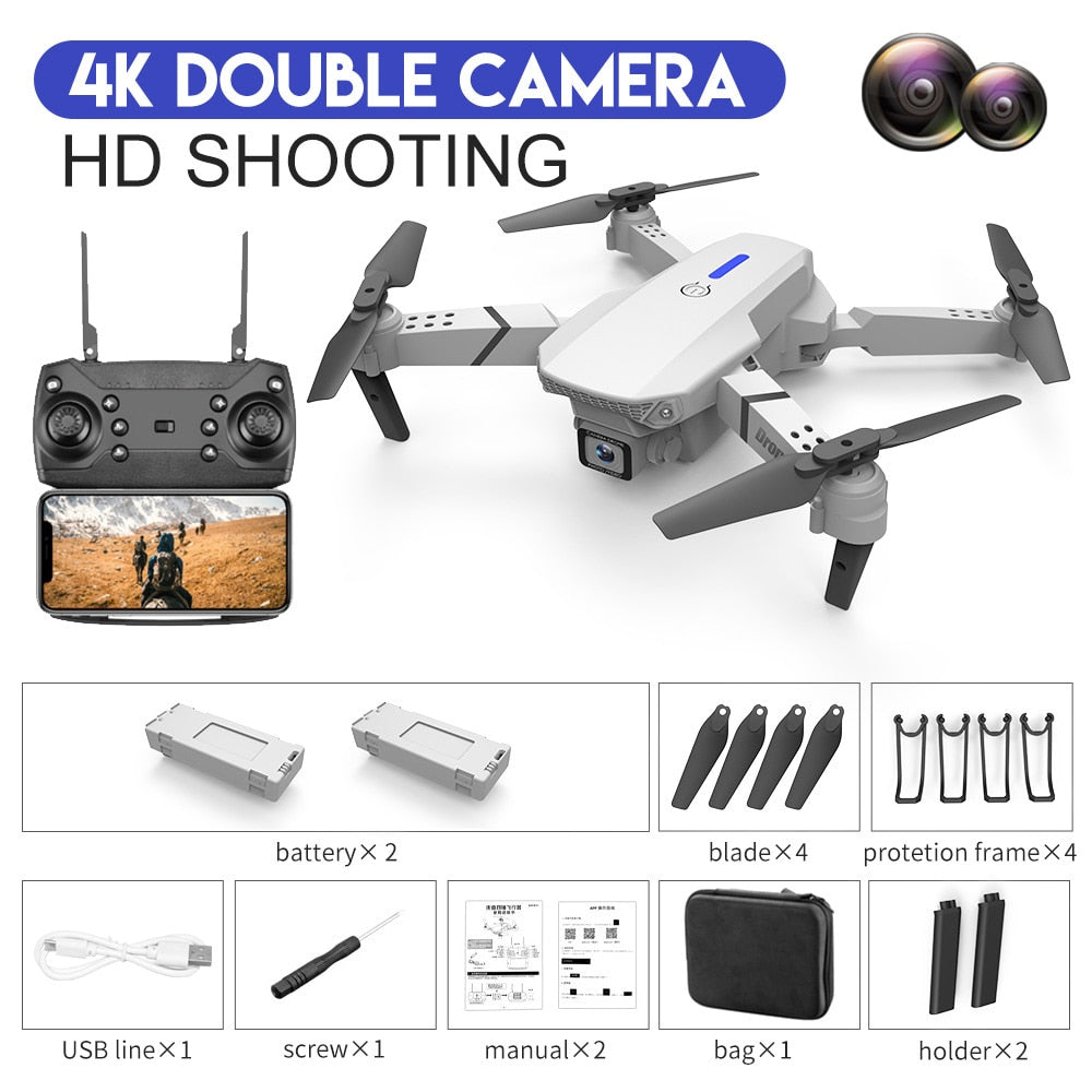 WIFI FPV Drone With Wide Angle HD 4K 1080P Camera Height Hold